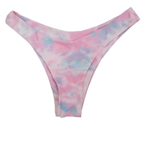 Zaful Women's Pink Blue Cotton Candy Tie Dye High Leg Brazilian Bikini Bottoms 8 - Picture 1 of 5